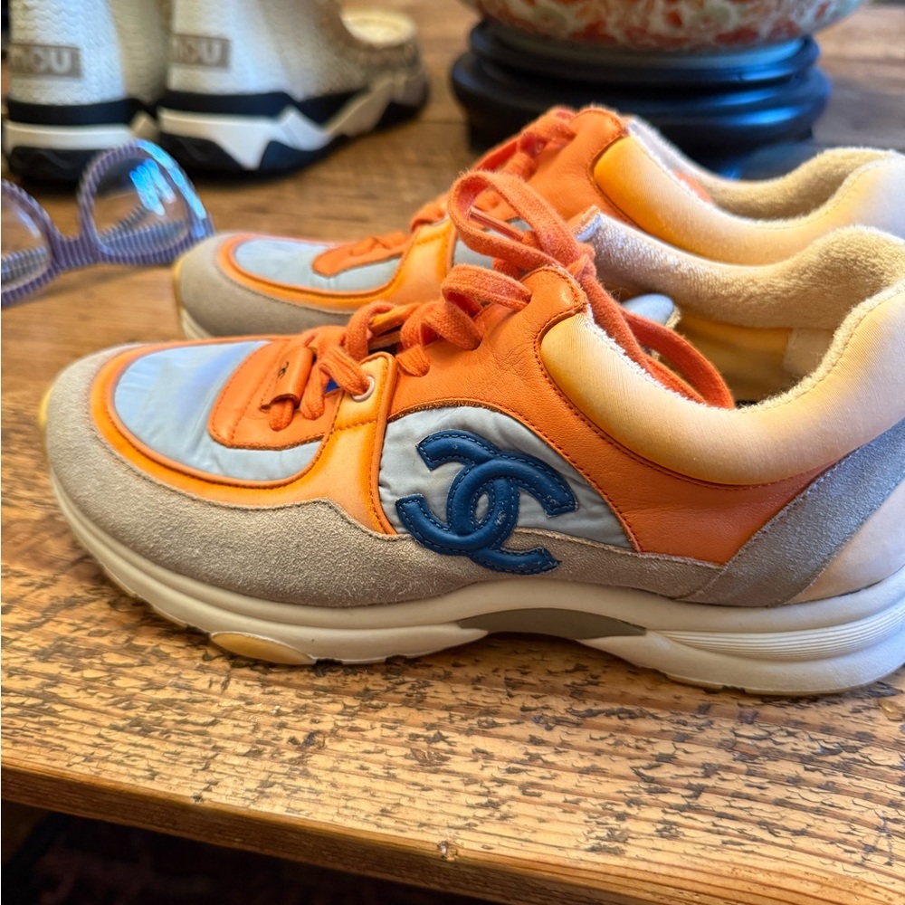 CHANEL Women's Sneakers in Orange and Blue - Picture 10 of 10